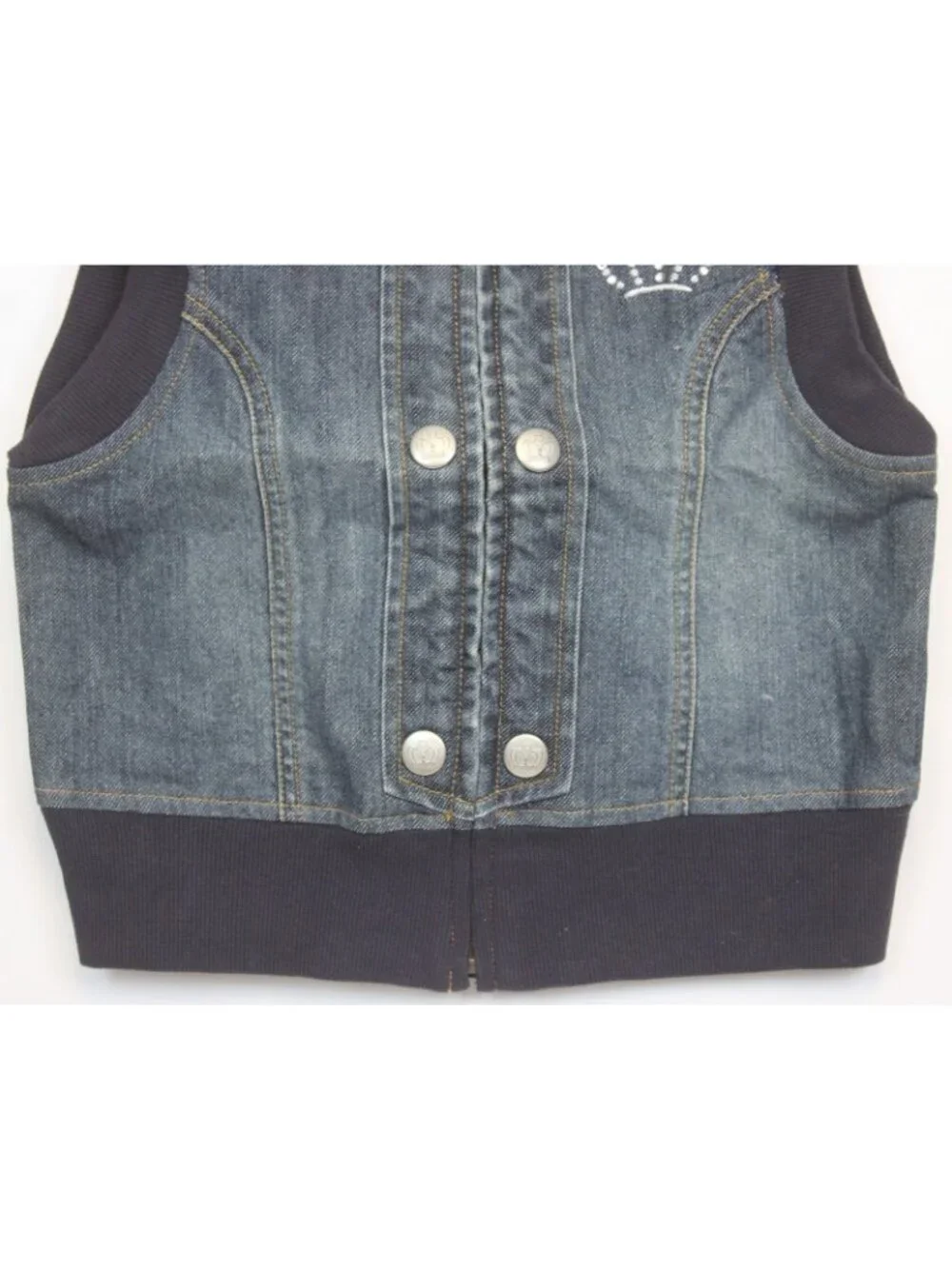2007 Gymboree School Girls Rock Denim Vest sz 8 Rhinestone Crown Jacket Band Sty